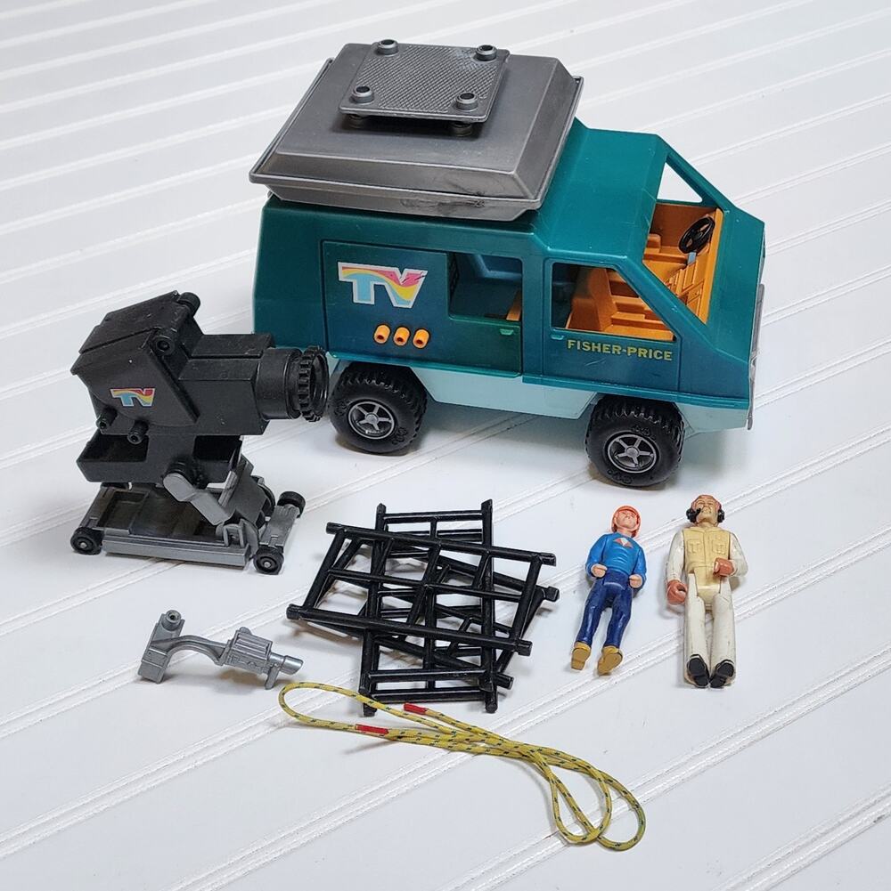 Vintage 1977 Fisher-Price Adventure People Mobile TV Unit 309 Van & Accessories